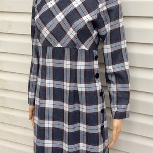 Vtg. Mod Plaid Flannel Preppy Mini Dress